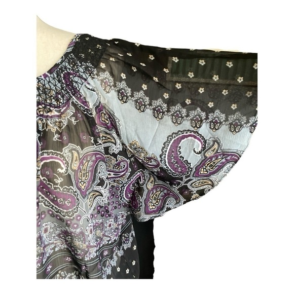 NWOT-TRAMP-SEMI SHEER PAISLEY PRINT TOP-SIZE LARGE - Picture 3 of 10